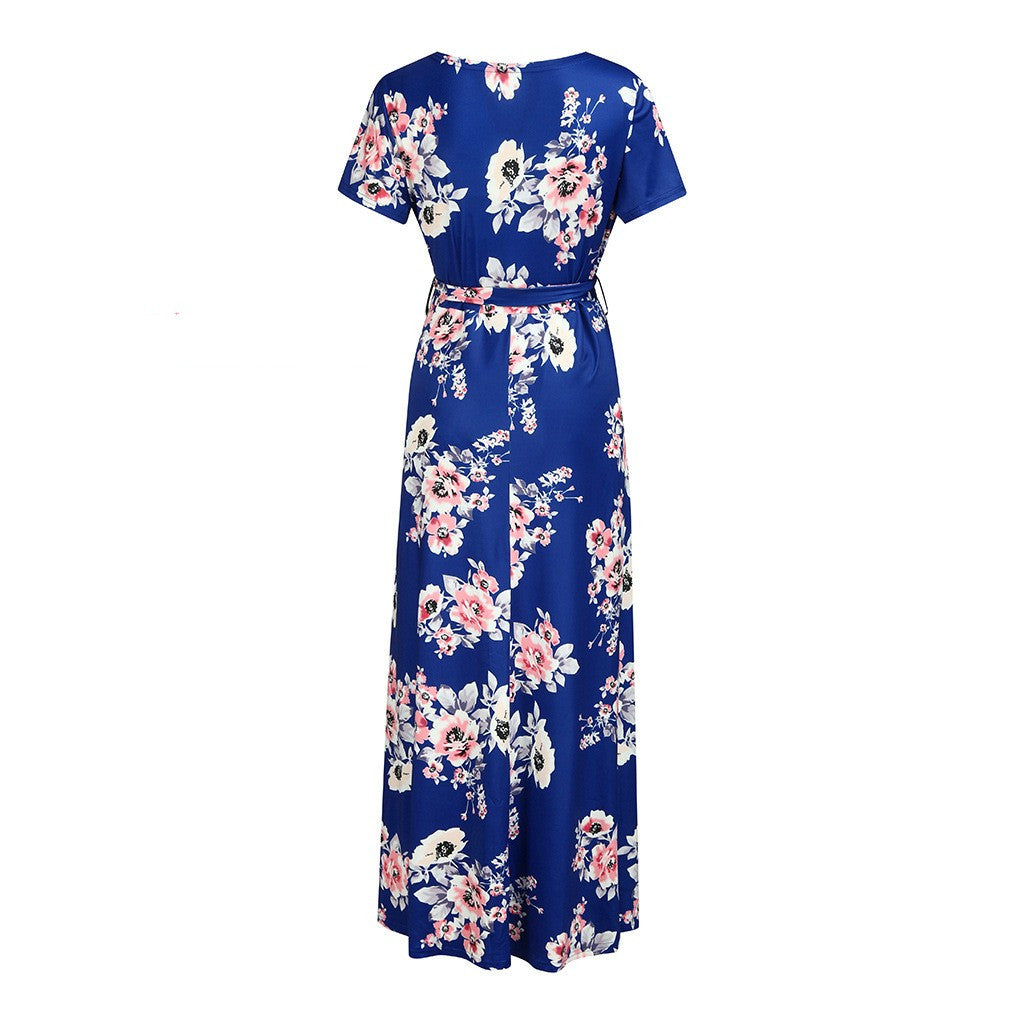 pregnant-woman flowery long summer dress