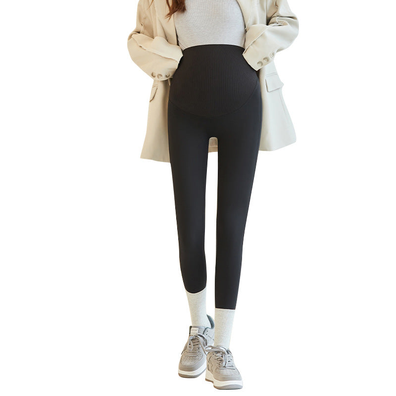 Fleece-lined High-waist Belly Supporting Maternity Pants