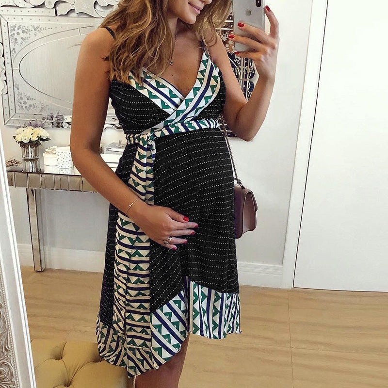 Maternity Dress With Printed Sling