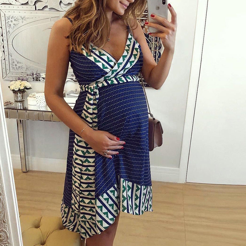 Maternity Dress With Printed Sling