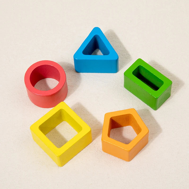 Wooden Geometric Stacked Shape Toys