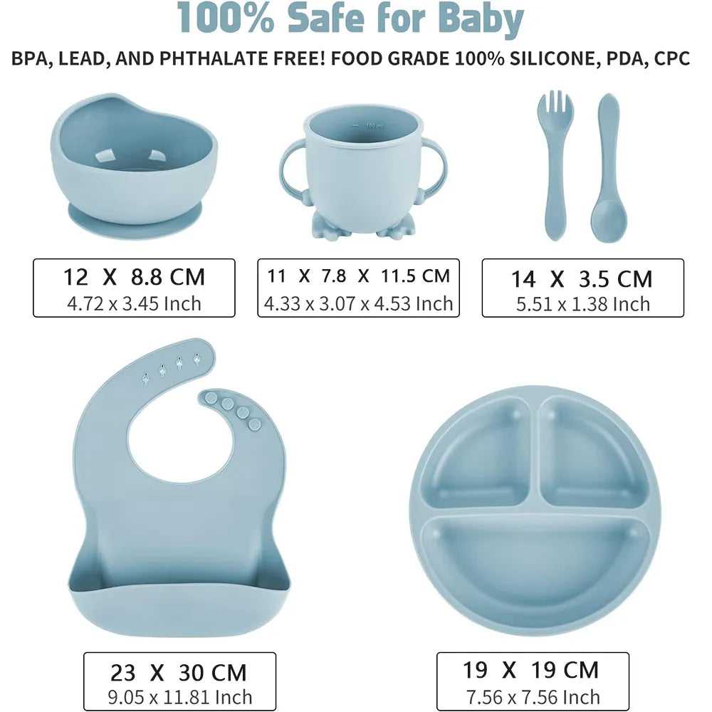 6 Pcs Silicone Baby Feeding Set