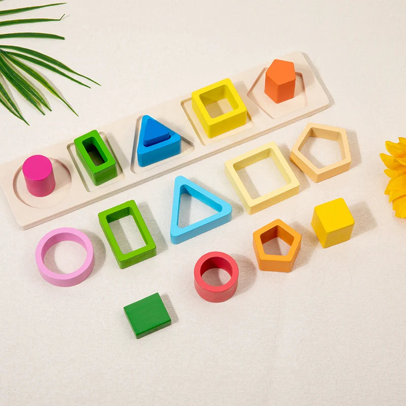 Wooden Geometric Stacked Shape Toys