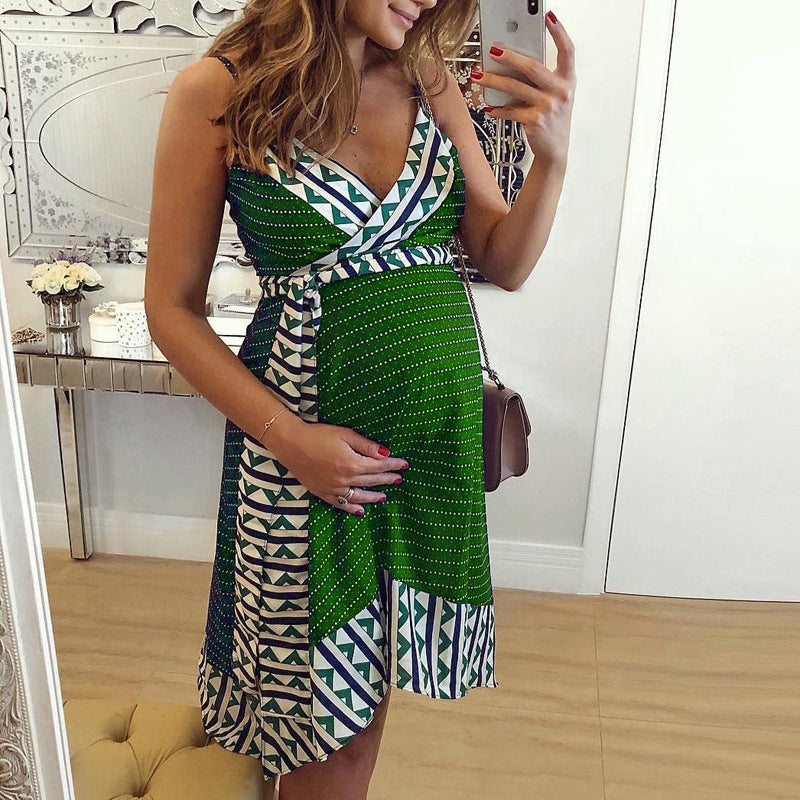 Maternity Dress With Printed Sling